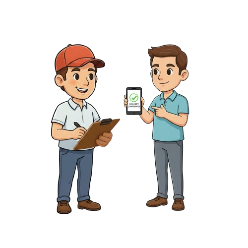 A professional moving team helping a client